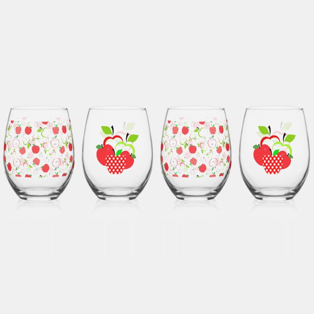 Verre À Vin Sans Pied Pommes rouges et vertes (Recto)