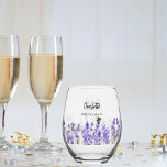 Verre À Vin Sans Pied Porte-mère fleurs de lavande<br><div class="desc">Arrière - plan transparent. Personnalisez et ajoutez le nom de votre servante. Texte noir. Décoré de fleurs de lavande et d'abeilles.</div>