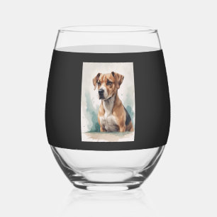 Verre À Vin Sans Pied Portrait de chien aquarelle
