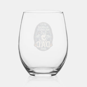 Verre À Vin Sans Pied Portrait de père chien Malamute d'Alaska Badge Mon