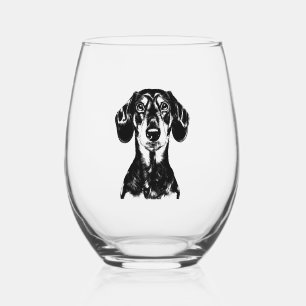Verre À Vin Sans Pied Portrait de teckel Vêtements minimalistes