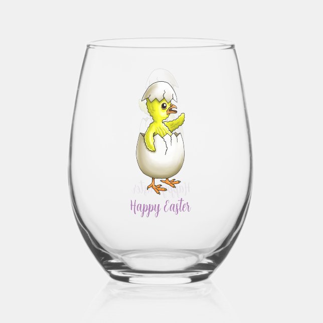 Verre À Vin Sans Pied Poule de Pâques (Recto)