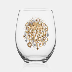 Verre À Vin Sans Pied Poulpe Steampunk Rétro Fantastique Mécanique