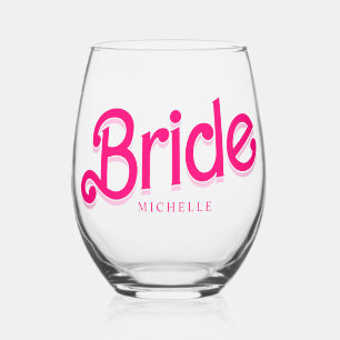 Verre À Vin Sans Pied Poupée rose fantaisie et fabuleuse fête de bachelo