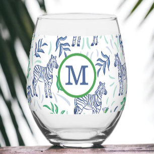 Verre À Vin Sans Pied Preppy Navy Zebra Martinis White Monogramme