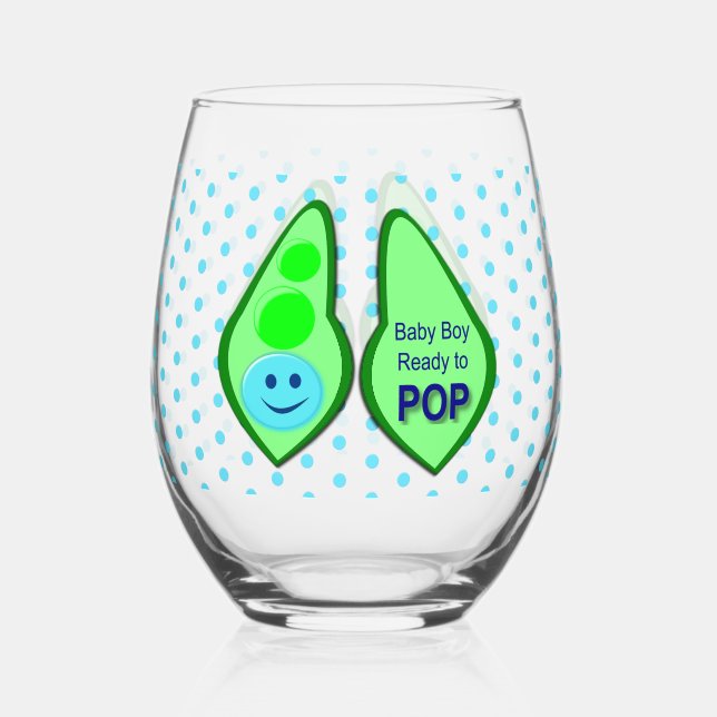 Verre À Vin Sans Pied Prêt à faire Pop Baby Boy Baby shower de pois bleu (Recto)