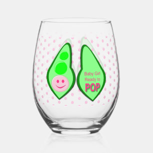 Verre À Vin Sans Pied Prêt pour la pop bébé fille Baby shower de pois ro