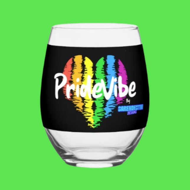Verre À Vin Sans Pied Pride Coeur arc-en-cielVibe : Sip avec fierté (Créateur téléchargé)