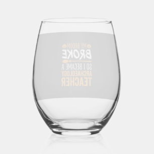 Verre À Vin Sans Pied Professeur d'archéologie Balai d'Halloween Cassé