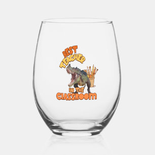 Verre À Vin Sans Pied Professeur d'Art de Dinosaures Drôle Créatif pour
