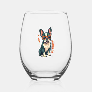 Verre À Vin Sans Pied Promenade Vintage J'y Réfléchirai Bouledogue Franç