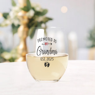 Verre À Vin Sans Pied Promue Grand-mère 2025 Première fois Grand-mère