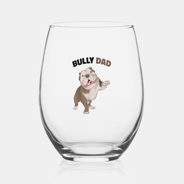 Verre À Vin Sans Pied Propriétaire de Chien de père Amusant de père père (Recto)