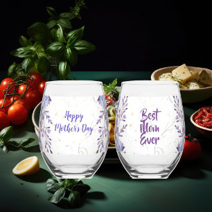 Verre À Vin Sans Pied Purple Blue Iris Fleurs de prairie sauvage Fête de
