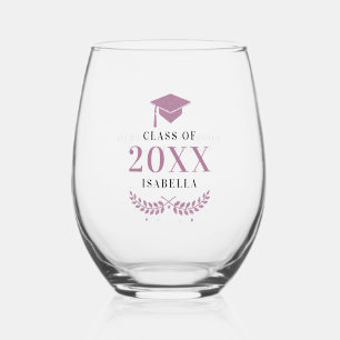 Verre À Vin Sans Pied Purple Graduation Cap Laurel Cadeau Grad personnal