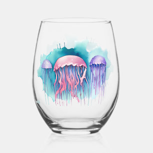 Verre À Vin Sans Pied Puzzle - Série Aquarelle : Fleur de Méduse