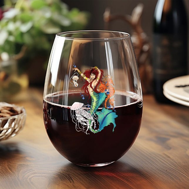 Verre À Vin Sans Pied Queue Turquoise de sirène d'Imaginaire (Créateur téléchargé)