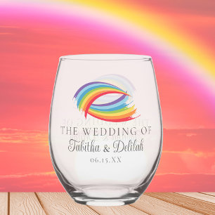 Verre À Vin Sans Pied Rainbow Waves magnifique mariage personnalisé