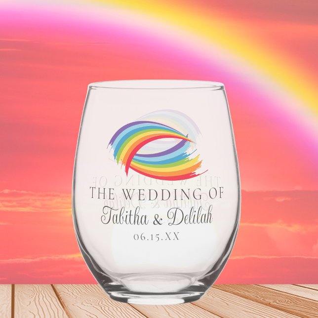 Verre À Vin Sans Pied Rainbow Waves magnifique mariage personnalisé (Créateur téléchargé)