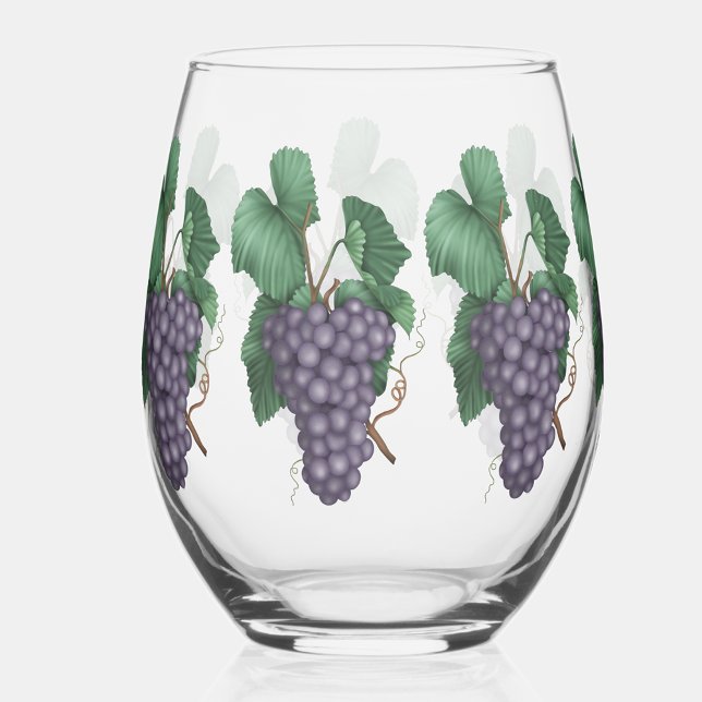 Verre À Vin Sans Pied Raisins à l'aquarelle (Pretty watercolor grapes design.)