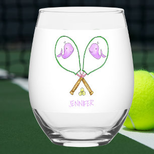 Verre À Vin Sans Pied Raquettes de tennis rose personnalisées avec couve
