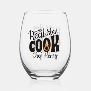 Verre À Vin Sans Pied Real Men Cook Noir