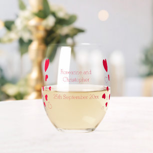 Verre À Vin Sans Pied Red Hearts Design Valentines Day Mariage