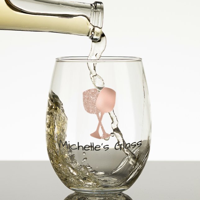 Verre À Vin Sans Pied Regard doré rose pailleté  (Créateur téléchargé)