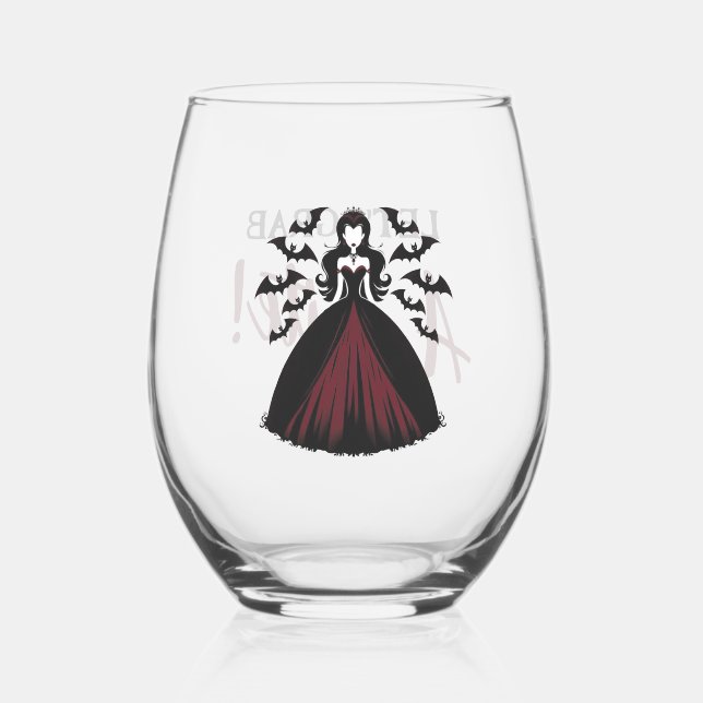 Verre À Vin Sans Pied Reine Vampire Halloween (Verso)