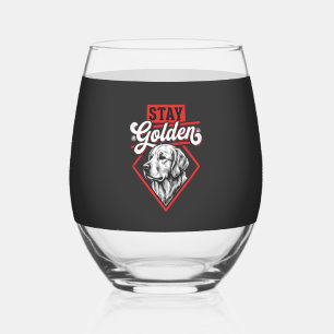 Verre À Vin Sans Pied Restez Golden Retriever doré Chien