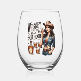 Verre À Vin Sans Pied Retro Cowgirl Drinkware Set - Whiskey tue Bo