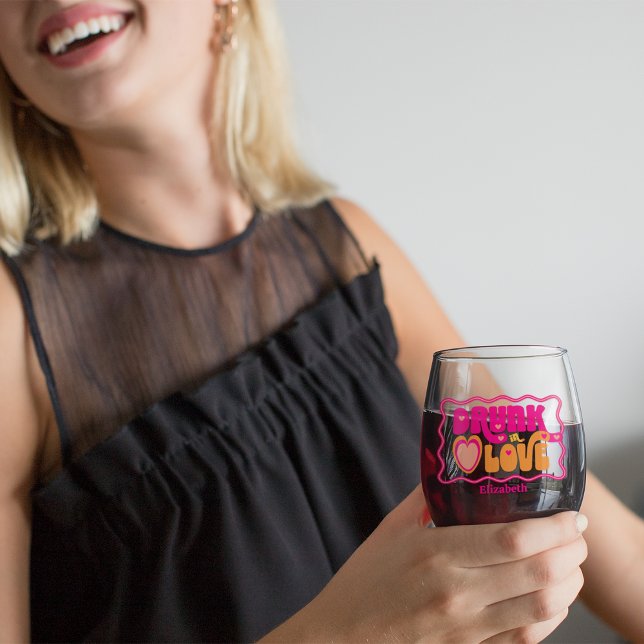 Verre À Vin Sans Pied Retro Drunk in Love Enterrement de Jeune Fille (Créateur téléchargé)