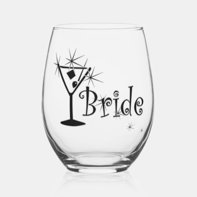 Verre À Vin Sans Pied Retro Martini - Mariée (Recto)