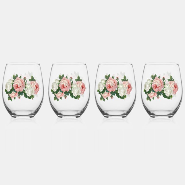 Verre À Vin Sans Pied Romance florale (Recto)