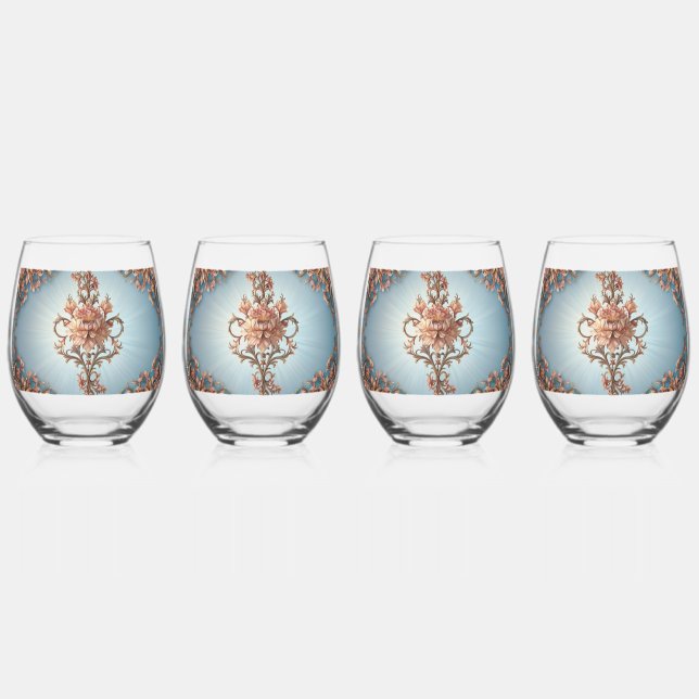 Verre À Vin Sans Pied Rose Baroque    (Recto)