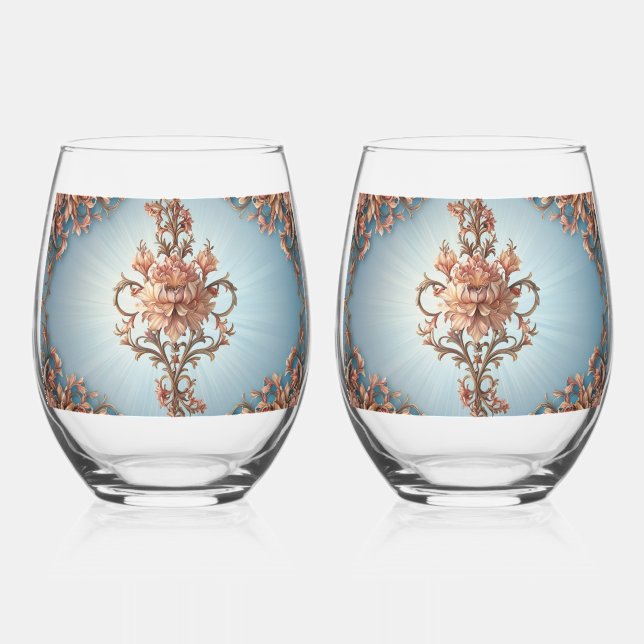 Verre À Vin Sans Pied Rose Baroque    (Recto)
