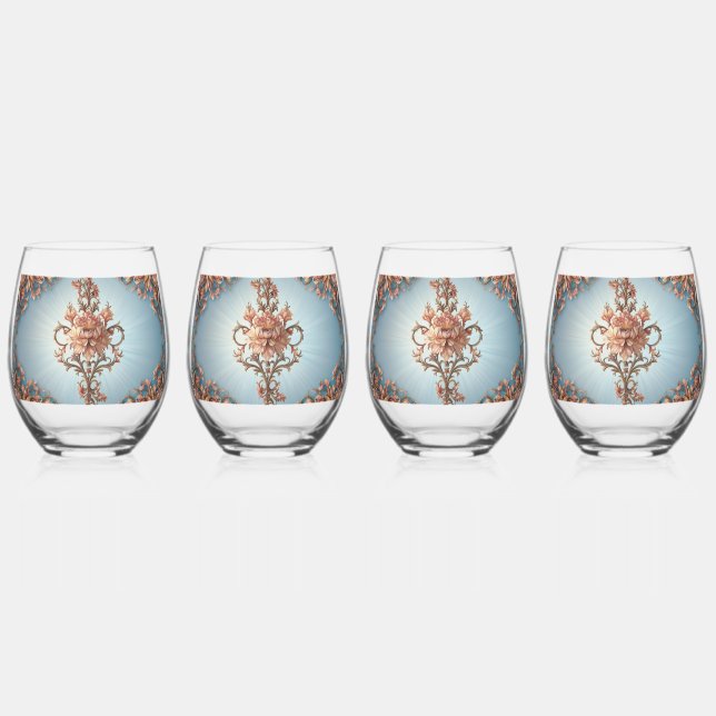 Verre À Vin Sans Pied Rose Baroque   (Recto)