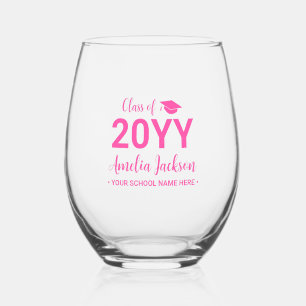 Verre À Vin Sans Pied Rose Chaude Cadeau de fin d'études moderne avec