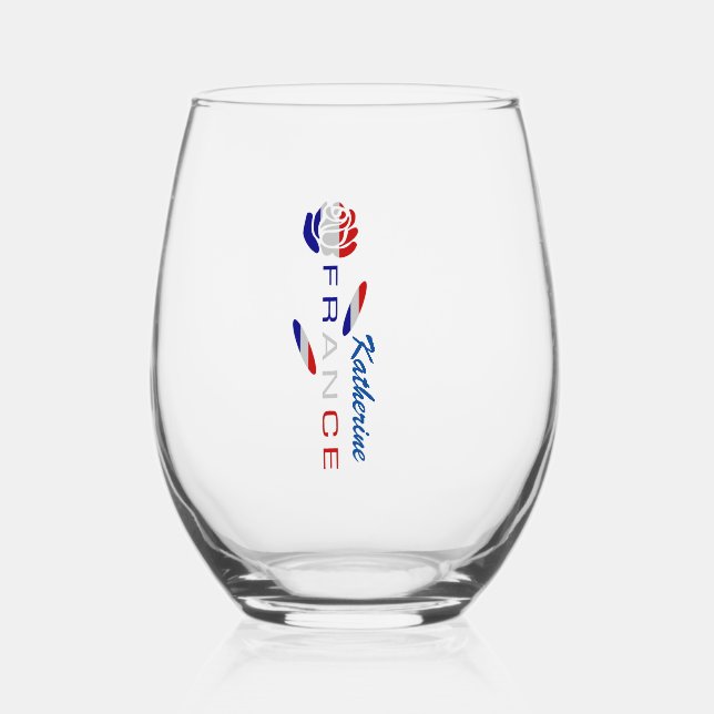 Verre À Vin Sans Pied Rose du drapeau français personnalisé (Recto)
