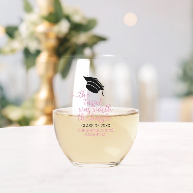Verre À Vin Sans Pied Rose Élégant Le Tassel Vaut La Peine Le Hassle (Insitu (Mariage))