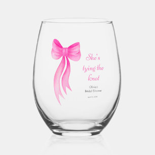 Verre À Vin Sans Pied Rose enrubannée Elle Attache le Nœud Réception de 