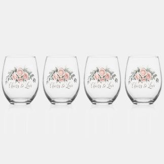 Verre À Vin Sans Pied Rose Pâle “À la santé de l'amour”