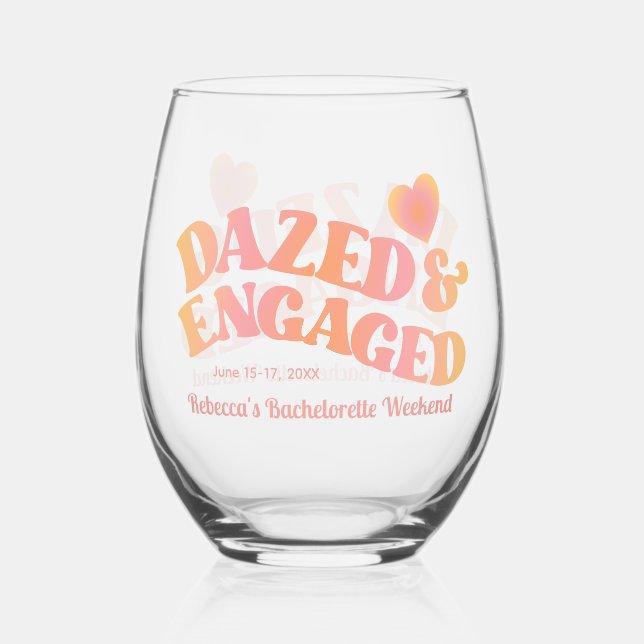 Verre À Vin Sans Pied Rose Rêveuse Rétro Fiancée (Recto)