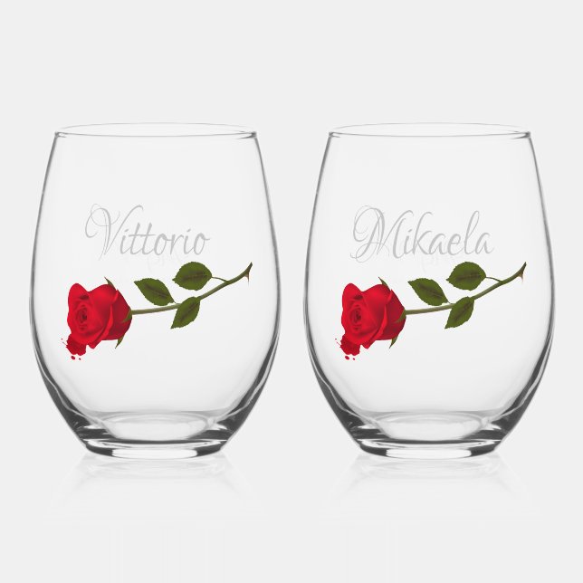 Verre À Vin Sans Pied Rose sanglant Élégant Mariage gothique noir (Recto)