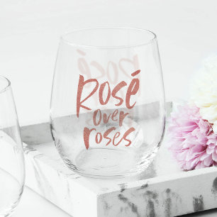 Verre À Vin Sans Pied Rosé sur l'amitié rose rose de Galentine
