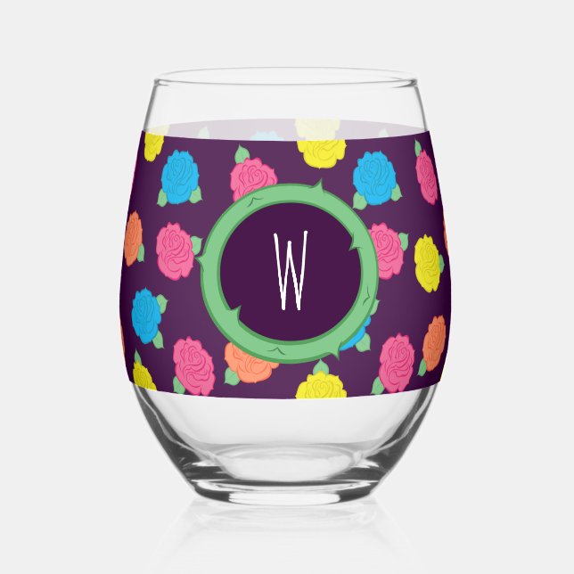 Verre À Vin Sans Pied Roses Néon (Recto)