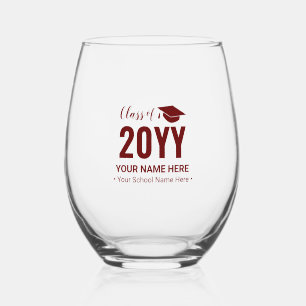 Verre À Vin Sans Pied Rouge bordeaux Cadeau de fin d'études moderne av