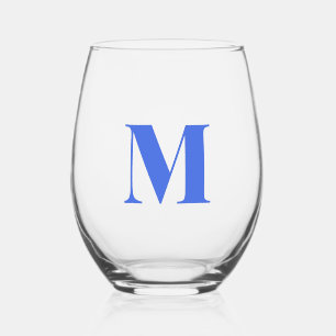 Verre À Vin Sans Pied Royal Blue Modern Monogramme Lettre initiale