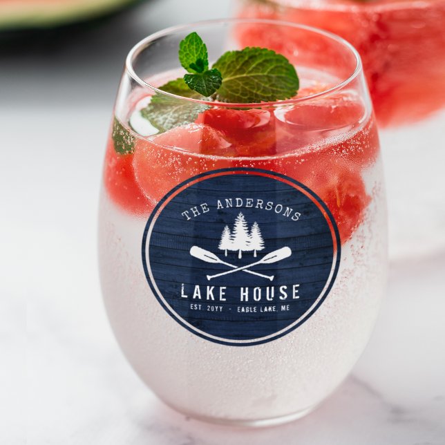 Verre À Vin Sans Pied Rustic Lake House Boat (Créateur téléchargé)