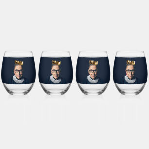 Verre À Vin Sans Pied Ruth Bader Ginsburg avec couronne d'or
